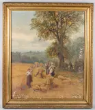Harvesting by Charles Henry Passey, oil on canvas, sold Mar 2026