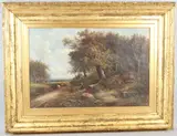 Woodcutter off a woodland path by Joseph Thors, oil on canvas, offered Mar 2026