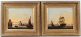 Hungerford Bridge and Tilbury Port by Frederick Calvert, oil, sold Mar 2026
