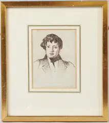 Portrait of a young man ink drawing inscribed 'James Henry Frost by William Edward Frost, ink, offered Mar 2026