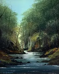 Probably Betws-y-Coed by David Roberts, oil on board, sold Oct 2024