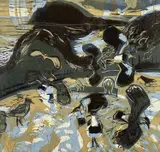 Limited edition 14/16 colour lithograph - Lapwings by Kim Atkinson, 2009, lithograph, sold Oct 2024