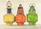 Painted Buoys by Philip Muirden, mixed media, sold Aug 2024