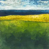 Tir a mor I / Land and Sea I by Esther Eckley, oil on board, sold Aug 2024