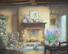 Cosy Cat by Guy Lipscombe, oil on canvas, sold Aug 2024