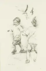 Study for Twins by Mike Briscoe, pencil, sold Aug 2024