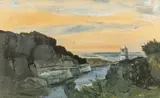 Tegfryn Gallery Menai Bridge label by Gwyn Brown, pastel, offered Aug 2024