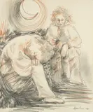 Fully by Andrew Vicari, 1981, pastel and pencil on paper, sold Aug 2024