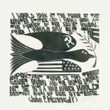 Kennedy by Paul Peter Piech, 1980, woodcut, sold Aug 2024