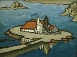 Mouse Island by Margo Ingham, oil on board, sold Aug 2024