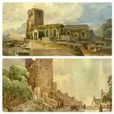 In old Conway, N. Wales by John Harold Blakeley, watercolour, offered Aug 2024