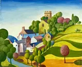 Church at Gelligaer by Ralph Spiller, oil on board, sold Jul 2024
