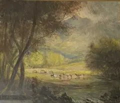 Entitled verso 'In the by Herbert Sidney Percy, watercolour, offered Jul 2024
