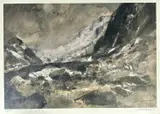 Print - mountain view with bridge by William Selwyn limited edition, print, sold Jul 2024
