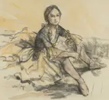 Bettina by Valerie Ganz, pastel and watercolour, sold Jul 2024