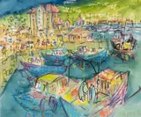 'Fishing by Mike Jones, mixed media, sold Jul 2024