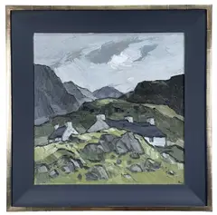 Cottages, Waunfawr by Kyffin Williams, oil, sold Jul 2024