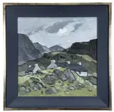 Cottages, Waunfawr by Kyffin Williams, oil, sold Jul 2024