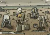 Cockle Pickers by Alan Williams, acrylic, sold Jul 2024