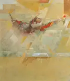 Stretching by Elfyn Jones, oil on canvas, sold Jul 2024
