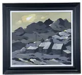 Farm Beneath Snowdon by Stephen John Owen, acrylic on canvas, sold Jul 2024