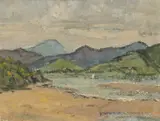 Welsh Mountain Scene by George Hammond Steel, oil on board, sold Jul 2024