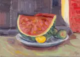 'Large Still Life by Marcia Gibson-Watt, 2019, oil on board, offered Jul 2024