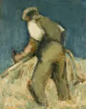 Man Mowing by Will Roberts, 1994, oil on canvas, sold Jul 2024