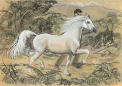 Crayon and by Charles Frederick Tunnicliffe, gouache on board, sold Jul 2024