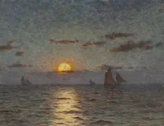 The Rising Moon by John McDougal, watercolour, sold Jul 2024