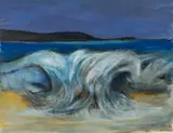 Rolling Wave by John Elwyn, acrylic on paper, sold Jul 2024