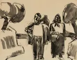 Untitled by Josef Herman, pencil and wash, sold Jul 2024