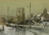 Clynnogfawr by William Selwyn, pencil & watercolour, offered Jul 2024