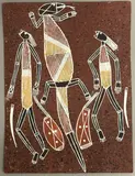 Mimi spirits, Hunting, Clan:Bolmo by Jacky Namandali, mixed media, offered Nov 2025