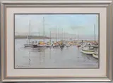 Moored boats on Lake Geneva by Erna Plachte, 1956, pastel, sold Nov 2025