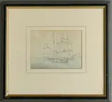 Sailing ships near a lighthouse by John Fiennes Twistleton Crompton, pencil, sold Nov 2025