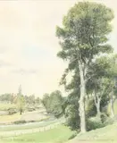 Coln St. Aldwyn - Oxon by Denis Hugh Somerfield, watercolour, sold Nov 2025