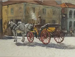 Waiting for customers, Lisbon by Bert Wright, watercolour, offered Nov 2025
