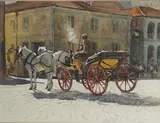 Waiting for customers, Lisbon by Bert Wright, watercolour, offered Nov 2025