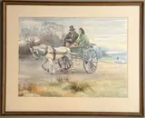 Travellers in a pony and trap on a country road by Cem monogrammist, watercolour, offered Nov 2025