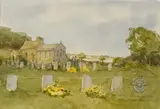 Church and Graveyard, RAF Little Rissington by Elizabeth Chalmers, watercolour, sold Nov 2025