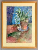 Study of a bird and pot plant by Anthea Craigmyle, watercolour, sold Nov 2025