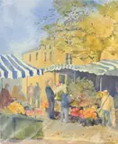 Moreton-in-Marsh by Elizabeth Chalmers, watercolour, offered Nov 2025