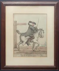 How to Ride a Horse Upon Three Legs by Henry Bunbury, print (other), sold Nov 2025