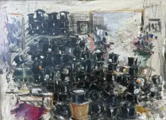 Ready for Royal Ascot at the milliners by Hubert de Watrigant, oil on board, offered Oct 2025