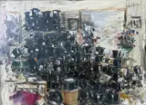 Ready for Royal Ascot at the milliners by Hubert de Watrigant, oil on board, offered Oct 2025