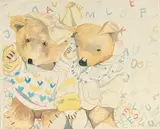 Tell you a secret by Helen Eltis, pencil and watercolour, sold Oct 2025