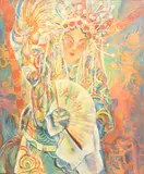 Portrait of a Chinese opera performer by Rita Smith, oil on board, sold Aug 2025