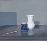 Still life of a white vase by Paola Campanella, pencil, sold Aug 2025
