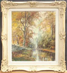 Autumn woods by David Hyde, oil on board, sold Aug 2025